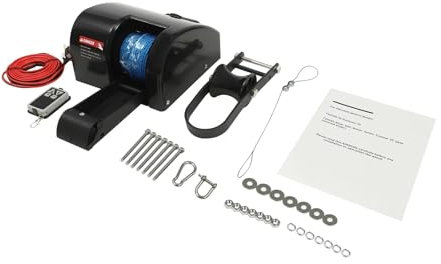 TIEOAXFT Verricello Elettrico for Ancora con Telecomando Wireless Nero for Barca in Acqua salata 12V 27A 35 LBS