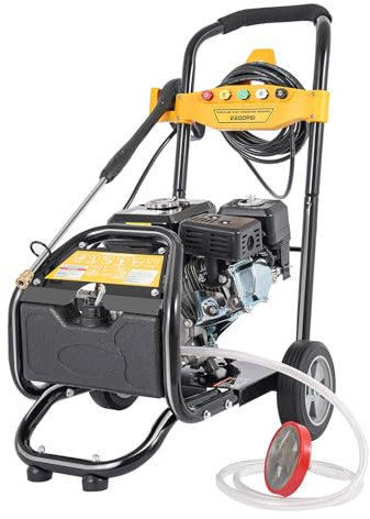 Lavadora a presión de gasolina, 420 cc, 7.5 HP, limpiador de chorro de potencia, 2 ruedas, 5 boquillas, alta potencia para limpiar carriles, aceras, zanjas de drenaje