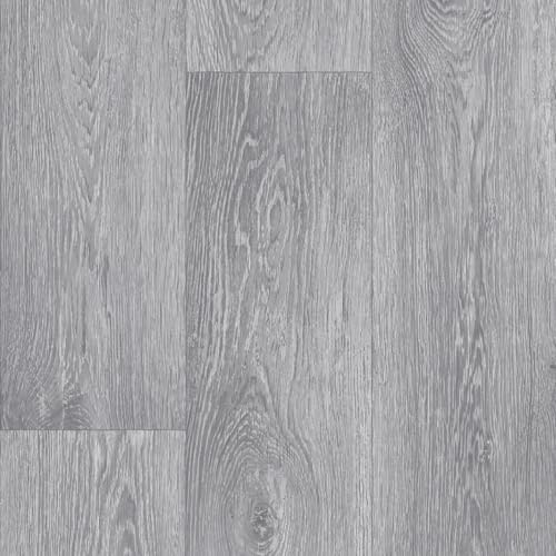 Vinyl Flooring Modern Wood Oak Plank Effect Vinyl Flooring Roll | Non-Slip Easy Clean Waterproof Lino Vinyl Floor | Living Dining Room, Lounge, Hallway Flooring (Light Grey, 3m x 6m)