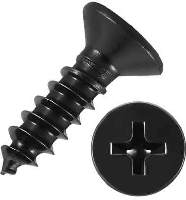 Kozelo 200pcs Phillips Wood Screws #4x3/8 304 Stainless Steel Black | Flat Head Countersunk Self Tapping Screws for Furniture Assembly, Interior Trim, Outdoor Construction