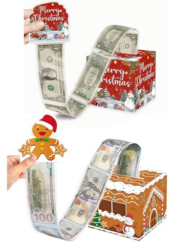 Weihnachts-Geldhalter für Bargeld, lustiger Holz-Geldhalter, Weihnachtsbaumschmuck, hängende Dekoration, Geldbaum-Geschenkhalter, Weihnachten, Innen- und Außenbereich, Dekoration (Stil 7 (2 Stück))