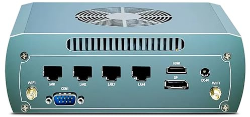 HAICOTECH Firewall Mini PC Ryzen 5 8645HS Barebone, 4x 2.5GbE i226-V LAN Mini Computer, 6 USB, Dual 4K HDMI+DP Micro Desktop PC, NO RAM NO SSD NO WI-FI