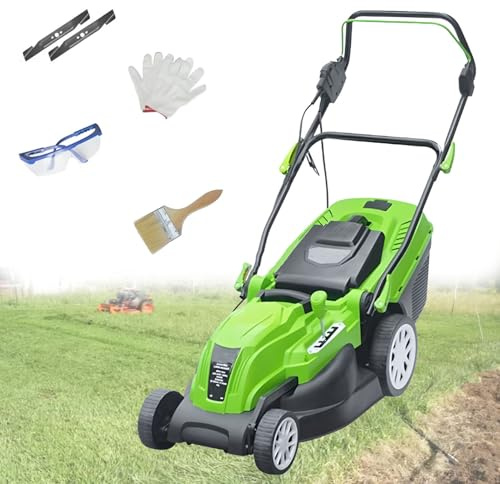Zowdrix Tosaerba Elettrico con Sacco di Raccolta Dell'Erba, Manico Pieghevole, Altezza di Taglio Regolabile, Tosaerba A Spinta con Cavo per Giardini E Cortili 2700W/42CM-Cord35M