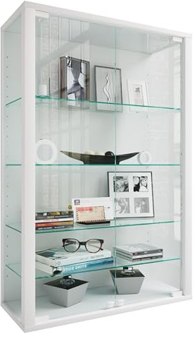 VCM Glasvitrine hängend, Vitrine Glas mit ESG-Sicherheitsglas, Maße: H. 91 x B. 60 x T. 25 cm, Hängevitrine Glas, modern und platzsparend, Glas Vitrinenschrank - Udina L