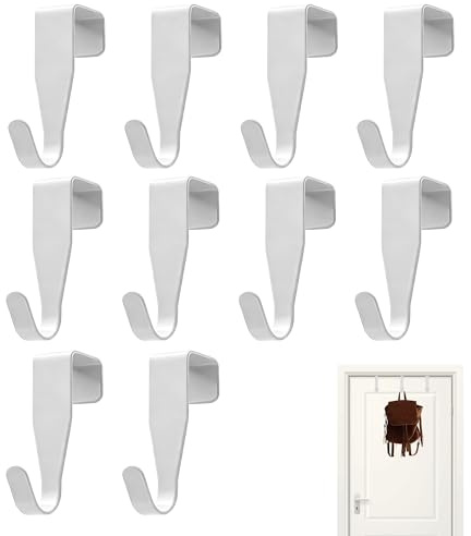 Türhaken 10PCS Set Für Türen, Türgarderobe zum einhängen, Praktisches | Türhaken Zum Einhängen In Weiß Für Innenseite Und Außentür, Türgarderobe Zum Einhängen Als Tür Haken Für Kleidung Taschen.