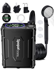 Spopal Campingdusche, [13000 mAh] Tragbare Camping Dusche, IPX8-Wasserdichtigkeit, Intelligenter Digitalanzeige, Pausenfunktion, Outdoor Dusch Camping für Reisen, Wandern Camping Autowaschen (Schwarz)