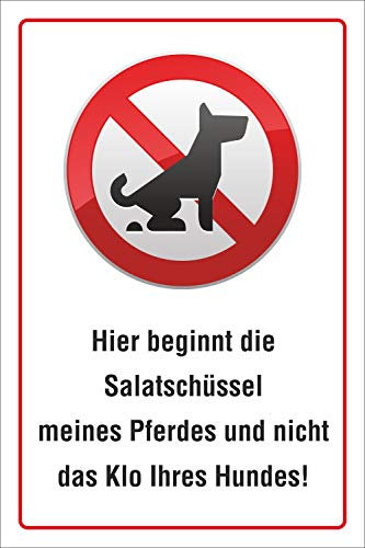 Schild Kein Hundeklo Hundekot Wiese Weide Salatschüssel Pferd 3 mm Alu-Verbund 450 x 300 mm