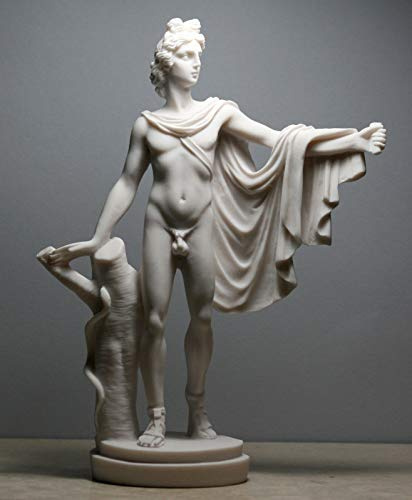 Apollo Belvedere Griechisch-römischer Gott der Musik, nackter männlicher Marmorstatue, Skulptur, Weiß