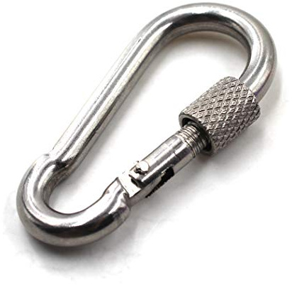 M12 Locking Carabiner Climbing Keychain 304 Stainless Steel Spring Snap Hook Clip Hook Pack of 1
