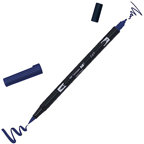 Tombow ABT Dual Brush Pen, ABT-569, Stift mit zwei Spitzen, perfekt fürs Hand Lettering und Bullet Journal, wasservermalbar, jet blue