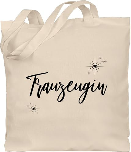 Baumwolltasche - JGA Junggesellenabschied Frauen - Trauzeugin Schwarz Sterne - Unisize - Naturweiß - beutel braut bachelorette party tasche jutebeutel jungesselnabschied stoffbeutel aus baumwolle