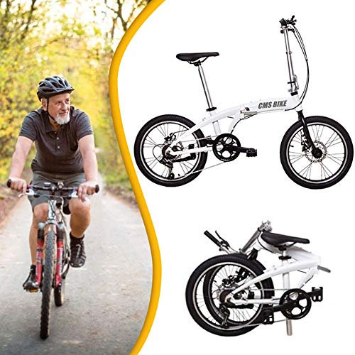 NANANA Klappräder 20 Zoll, Cityräder für Damen & Herren, 6-Speed Faltrad Leichte Stoßdämpfung Mountainbike Geländegängig rutschfeste Reifen Fahrrad, Outdoor-Radfahren, 150x110x63 cm,Weiß