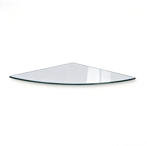 Euro Tische Glas-Bodenplatte Viertelkreis – Sicherheitsglas für Kaminofen, Ecktisch & Wohnbereich, Blumenecke Klarglas 75 x 75 x 0,6 cm