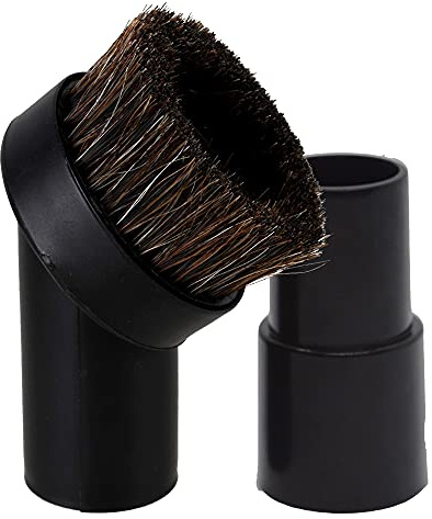 Round Dust Brush 25mm Soft Horse Hair 1.25” Vacuum Attachment Replacement with 1-1/4 to 1-3/8 Horse Adapter