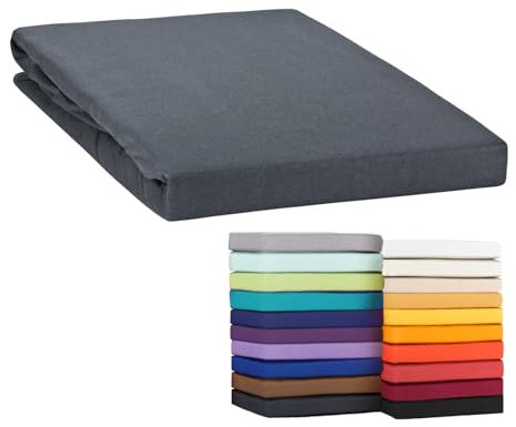 Moon-Classic Topper Spannbettlaken Spannbetttuch 180x200-200x220 cm Jersey aus 100% Baumwolle (Anthrazit)