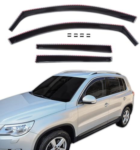 SCOUTT J&J Automotive GP Windabweiser passend für Volkswagen Tiguan 2008-2016 4tlg, Vorne und Hinten Regenabweiser Passform Getönt Schwarz