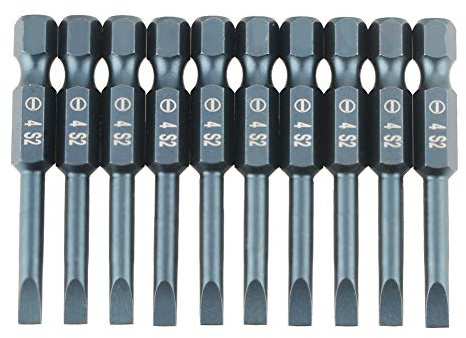 10 pièces 50mm jeu d'embouts de tournevis à fente, tête plate magnétique tige hexagonale 1/4 pouce, acier allié H6.3 * 50*SL4mm