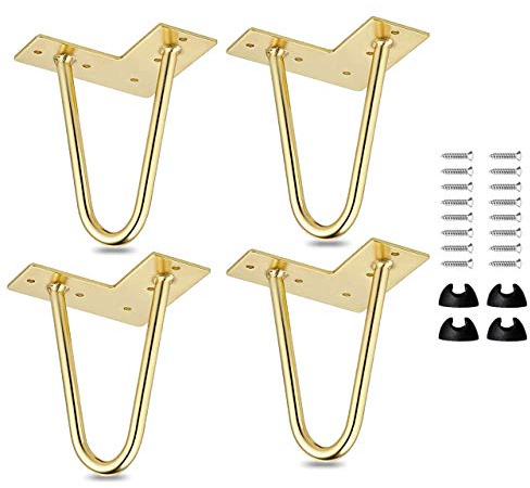 La Vane 4 inch Hairpin Table Legs, Heavy Duty Mid-Century Modern, 4-Pack | Cold Rolled Steel, Rustproof , Pre-drilled holes & screws,Protects Floor incl.,Easy DIY for Coffee Table Cabinet Nightstand
