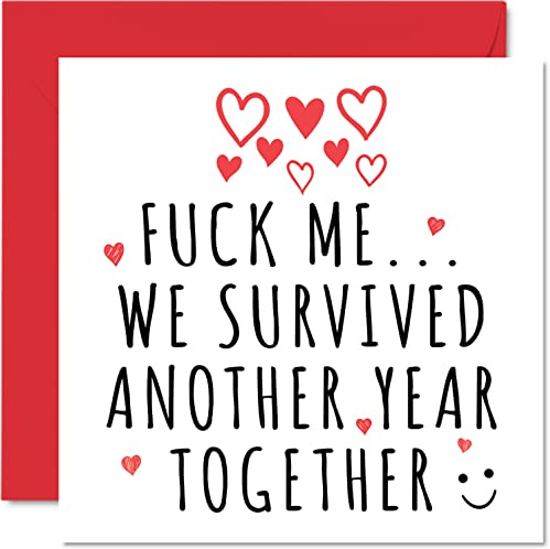 Stuff4 Lustige Valentinstagskarte für Sie und Ihn | F**k Me We Survived Another Year