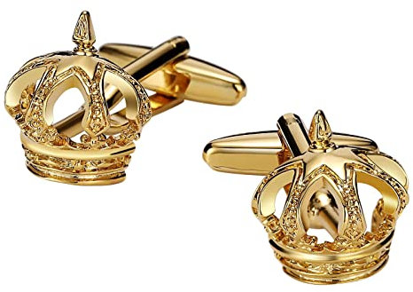 Homxi Manschettenknöpfe Herren Modern,Krone Manschettenknöpfe Personalisiert Edelstahl Manschettenknöpfe Herren Gold
