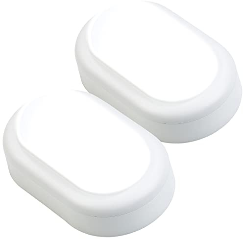 Luminea Kellerlampe: 2er-Set stoßfeste LED-Feuchtraumleuchten, 900 lm, 8 W, 4000 K, IK08 (LED-Ovalleuchte, Nassraumleuchte)