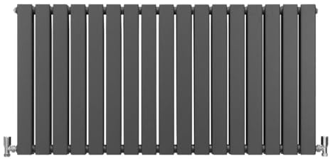 Paneelheizkörper Flachheizkörper Design Heizkörper Heizung 60cm x 119cm Anthrazit Grau Horizontal Heizgerät Doppellagig Wandheizkörper Küche Wohnzimmer Badezimmer Reinigungsbürste und Befestigungsset