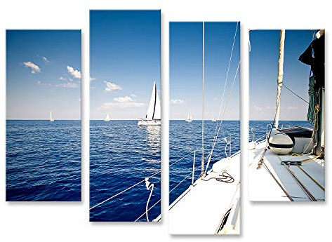islandburner Bild auf Leinwand Segelschiff Yacht Mit Weißen Segeln Auf Offenem Meer Luxusboot 10A Bilder Wandbilder Poster