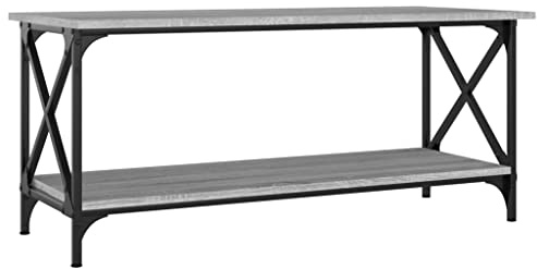 vidaXL Couchtisch Beistelltisch Wohnzimmertisch Sofatisch Teetisch Kaffeetisch Tisch Wohnzimmer Grau Sonoma 100x45x45cm Holzwerkstoff Eisen