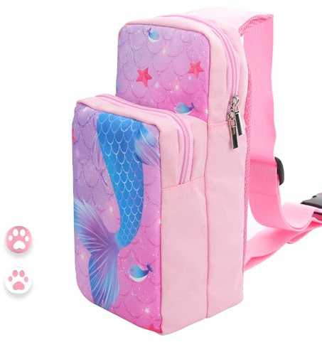 HYPERCASE Cute Shoulder Bag Kit for Nintendo Switch/OLED/Lite, Portable Fish Tail Switch Backpack Travel Bag with 2 Thumb Caps, for NS/OLED/LITE Console, Switch Dock, Handle and Accessories Storage