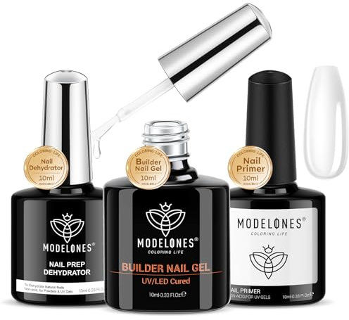 Modelones 8 IN One Builder Gel, Aufbaugel für Gelnägel Clear mit Primer für Gelnägel Nail Prep Dehydrator, Builder Gel in A Bottle für Nägel UV Harder Gel für Nail Art Strengthener Extension Gel Base