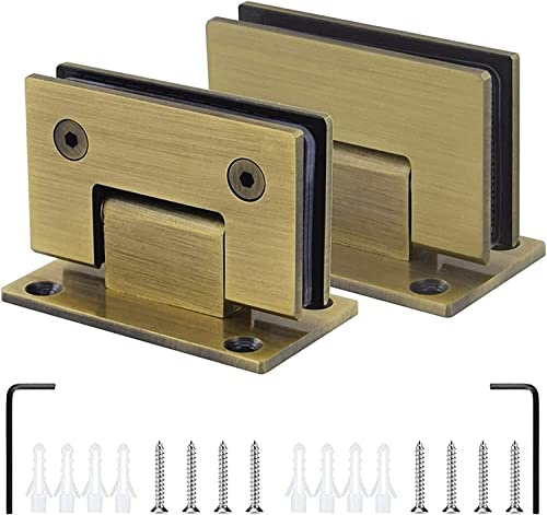 KOINEN Charnières d'armoire, Charnières de porte en verre, 2 charnières de douche de porte battante en bronze à 90 °, acier inoxydable 304, pince en verre