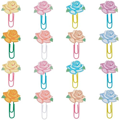 craspire 80 Stück Rosen-Büroklammern, Blumen, Blattbinder, Büroklammern, Klemmen Mit Transparenter Box, Lesezeichen, Metallplaner, Memorandum-Spender Für Bürobedarf, Schule, Zuhause, Aktennotizen