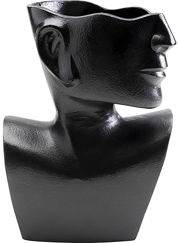 Kare Design vaso Rostro Side, nero, busto di lato, portafiori, centrotavola, decorazione casa, sala, studio, stile moderno, 27cm (A)