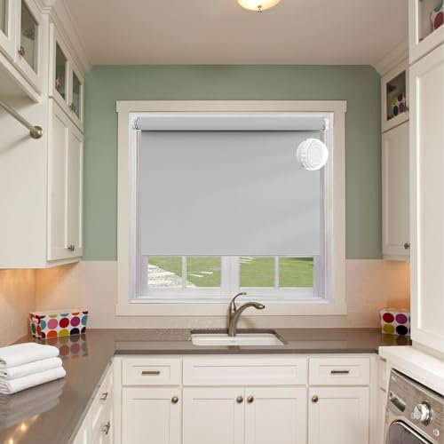 Seitenzugrollo für Fenster und Tür 65 x 130 cm Flexibler Seitenzug Top Qualität Fensterdecor Sichtschutz-Rollo mit Kette, für Büro, Badezimmer, Hellgrau