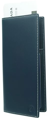 PACER GO Echtes Lede RFID-Blocker für Reisesicherheit Tragbare Reisepasshülle Minimalistischen Stil für Damen und Herren（Dunkelblau）