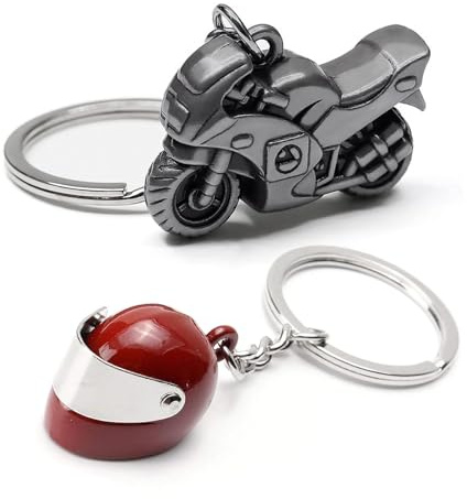 Ryaupy 2PCS Porte-clés pour casque et moto - rouge et noir - accessoires en métal pour motards