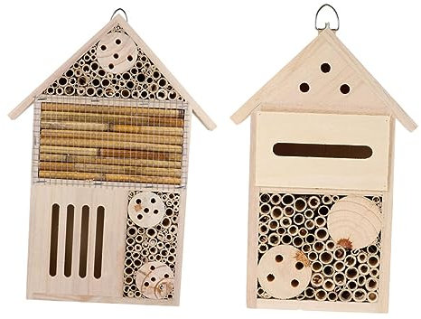 BESPORTBLE 2er Set Bienenfutterspender Für Den Garten Holzhaus Bienenhabitat Beobachtungshütte Für Jungen Und Mädchen Dekorative Gartendekoration