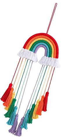 OUNONA Gewebter Hängedekor Regenbogen Anhänger Zarte Wanddeko Regenbogenfarben Indoor Schmücken Für Schlafzimmer Fenster Dekoration Mit Quaste