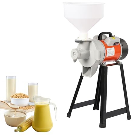 Treliamd Electric Grain Mill Grinder, Flour Mill, 110V 2200W Commercial Corn Grinder Machine Feed Mill Wheat Grinder, Flour Mill Cereals Grinder with Funnel (Wet Grinder)