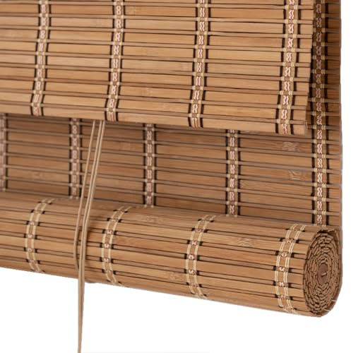 zcru004 Natürliche Bambus Rollo Raffrollo Bambusrollo Sonnenschutz Sichtschutz Rollo Fenster und Türen,Anpassbar (65x140cm)