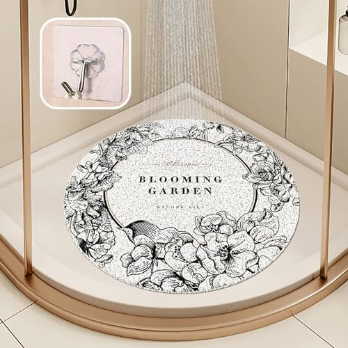Pevfeciy Duschmatte rutschfest 80x80 cm Rund Duscheinlage PVC Weich Duschwanneneinlage mit Haken Badezimmermatte schnell trocknen Hohe Wasserdurchlässigkeit
