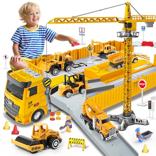 Naxudcoo Construction Toys For 3-7 Year Old Boys Girls: Construction Truck Toy Set Toddler Car Toy - Crane Excavator Digger Trucks, Construction Vehicle Toys For 3 4 5 6 7 Year Old Boys Girls Gifts