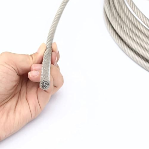 Cuerda De Alambre Cuerda de alambre de 5 metros de diámetro, 3mm, 4mm, 5mm, 6mm, 8mm, 10mm, 12mm, Cable recubierto de PVC transparente, cuerda de acero inoxidable 304, tendedero Cable De Acero Inoxida