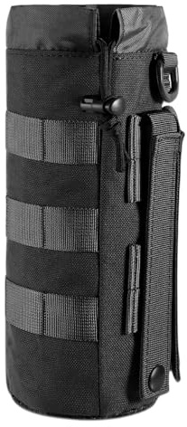 ZYFC Camping Water Bottle Holder Pouch, 1000D Nylon Military-Grade Tactical MOLLE System, Versatile Drawstring & Mesh Bottom Design for Hiking, Travel & Sports, Perfect for Outdoor Adventures (Black)