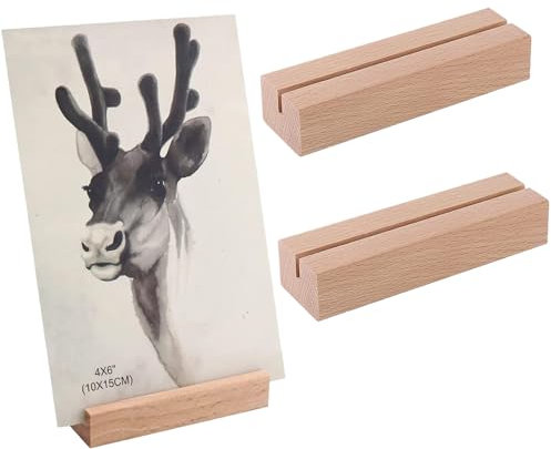 Kisstta Kartenhalter Holz, 15x4x2 cm Tischkartenhalter Holz, Postkartenhalter mit 5mm Kartenschlitz, Menükartenhalter, Fotohalter für Hochzeit Tischnummer Tischkarte Platzkartenhalter Fotoständer