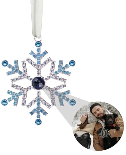 Benutzerdefinierte Foto Ornament für Weihnachtsbaum, personalisierte Weihnachtsschmuck mit Bild innen, hängende Schneeflocke Projektion Anhänger, Familie Weihnachtsschmuck für Xmas Party