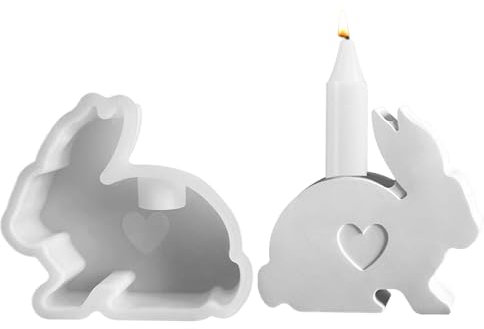 Ostern Hase Silikonformen Kerzenhalter Silikon Kaninchen Gießformen, Osternhase Frühling Giessformen, Hase Gießform Kerzenhalter für DIY Handwerk Ostern Dekoration (Stil C)