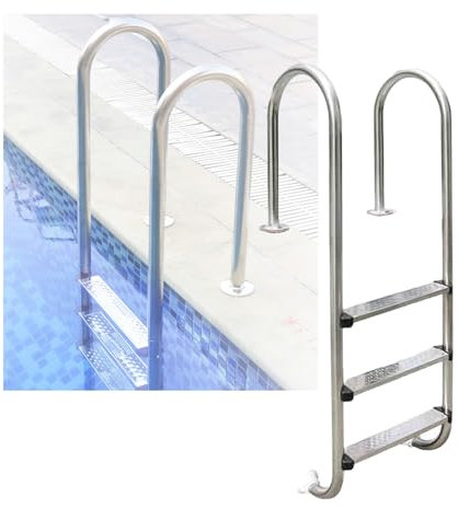 Swimming Pool Ladder,Pool Pedal Steps,2/3 Steps Swimming Pool Step with Handrails Easy Assembly, for Indoor Pool Outdoor Pool(3-Steps1.5mm)