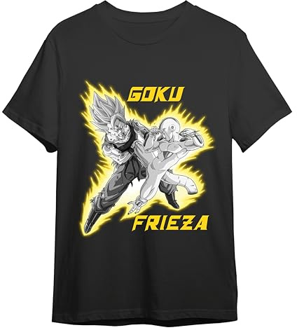 Comic Studio | Dragon Ball Z Camiseta | Artículo Licenciado Oficial | Goku & Frieza | Unisex | Negro | S