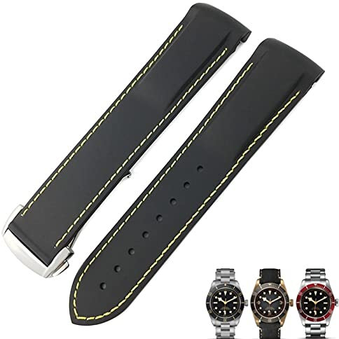 20mm 22mm Gummi -Klapp -Schnalle -Uhr -Gurt Schwarze Blaue rote Uhrenbänder für Tudor Black Bay für Männer Armband